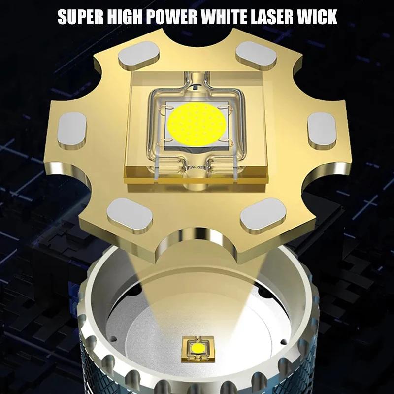 Powerful LED Flashlight 100000LM Super Bright Zoomable Tactical Torch with Power Display Type-C Charging Camping Flashlights