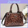 Borsa a mano alla moda e versatile in PU con stampa leopardata per donna, in tonalità terrose e design chic
