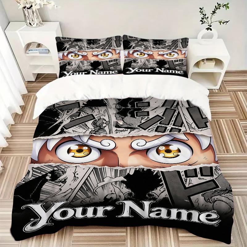 Cartoon Eyes Bedding Set Personalized Washable Custom 3Pcs Duvet Cover Pillowcases Soft Microfiber Home Bedroom Gift