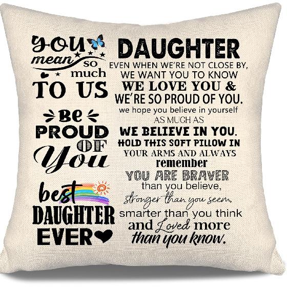 To My Bonus Daughter Gift Ideas Throw Pillow Covers for Bonus Daughter from Bonus Mom Bonus Dad Birthday Graduation Thanksgiving