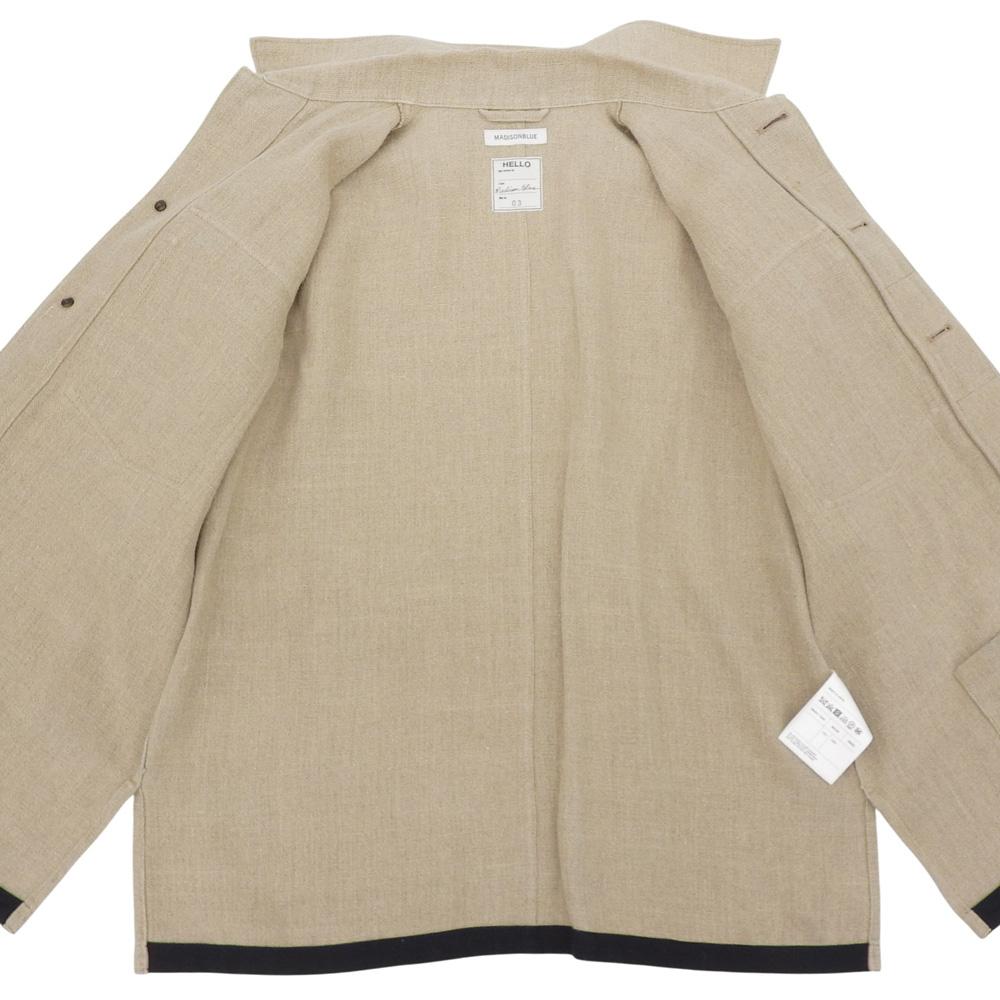 MADISON BLUE Excellent Condition 100% Linen French Work Jacket for Men, Beige, Size 03 MB201-1023 Jacket 03 beigeUsed