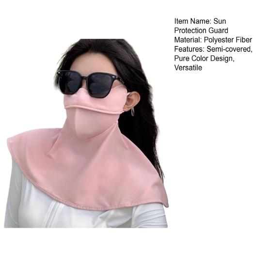 Sun Protection Guard Lightweight Quick-Dry Fabric Solid Color Ice Silk Face Guard Shawl Design Semi-covered Face Neck Sun
