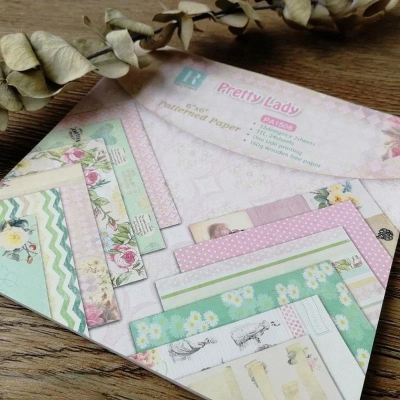 

24 Sheets Pretty Lady Patterned Scrapbooking Paper Pack Handmade Craft Background Pad Single-side Printed