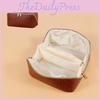 Modern Beige Pu Leather Cosmetic Bag With Ostrich Pattern Large Capacity And Waterproof Function