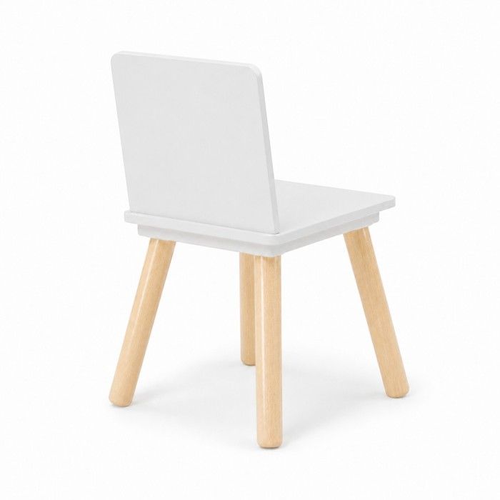 Chaise Enfant en Bois GINGER HOME, Style Scandinave, MDF et Pin, Bords Arrondis, Blanche, 26,8x26,8x50 cm