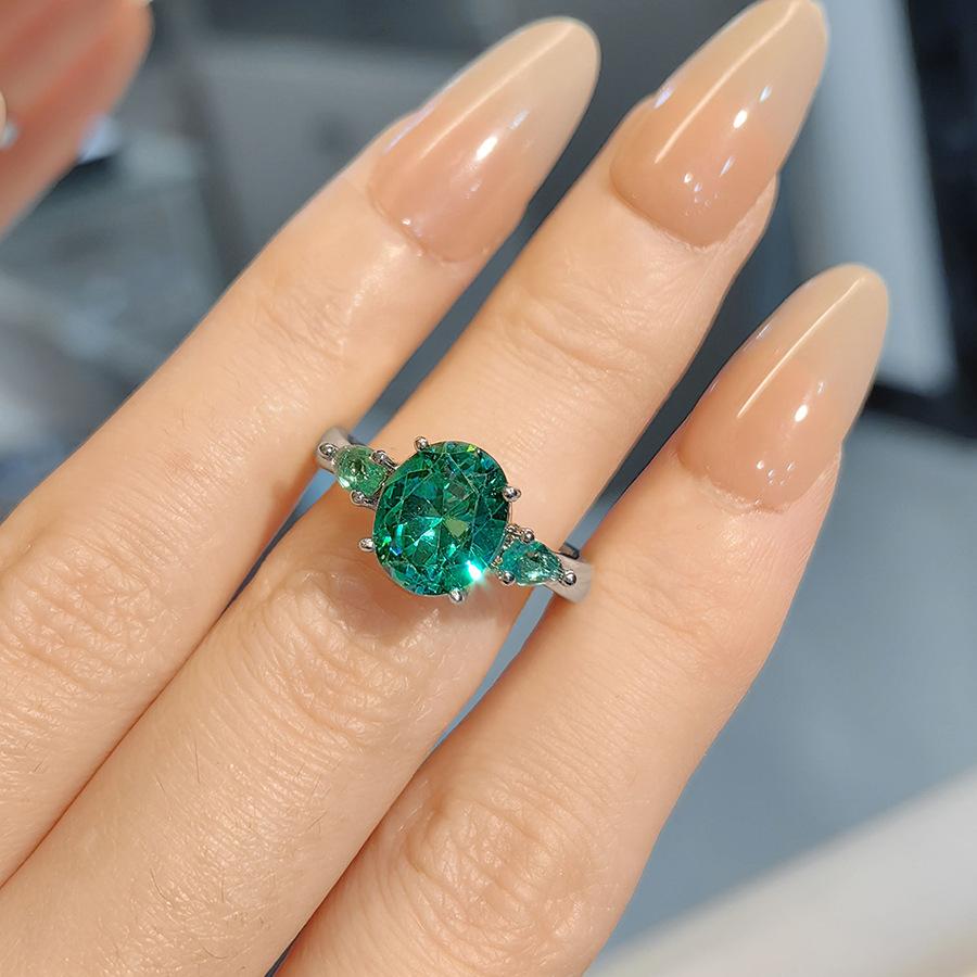 Mode Leichter Luxus Paraiba Halskettenanhänger Hochkohlenstoff-Diamantbesetzt Turmalfarbe Diamant-Steckohrringe Bunter Diamant Öffnungsring