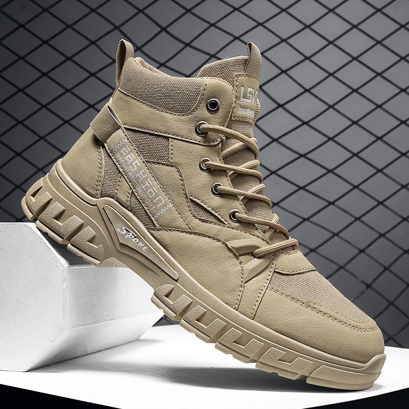 New Fashion Autumn And Winter Men's High Top Martin Boots Students Male Boys Trending Soft Sole Work Shoes Labor Protection Martin Sneakers