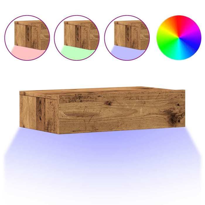 VidaXL Meubles TV avec éclairage LED 2 pcs vieux bois 60x35x15,5 cm, banc TV, meuble hifi, centre de divertissement, buffet 856344