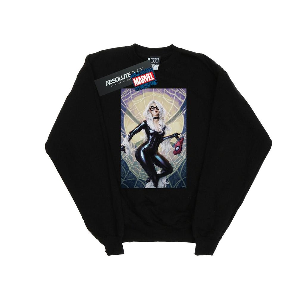 Marvel Mens Black Cat Artwork Sweatshirt