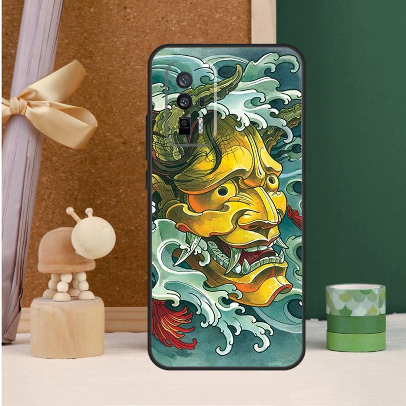 Japanese Samurai Oni Mask For POCO X6 Pro M6 X3 X5 F3 F5 M5s Cover For Xiaomi 13T 12T 11T 14 Pro 12 13 Lite Case