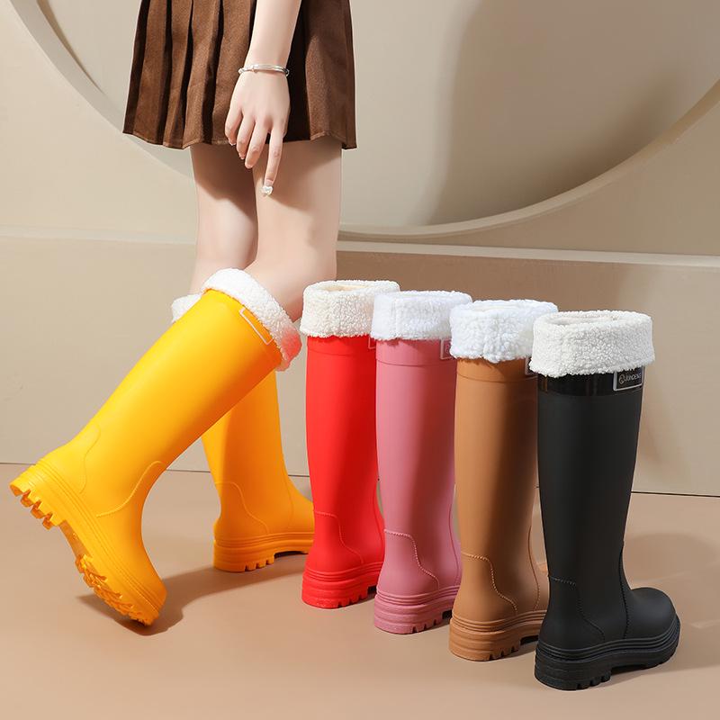 Damesmode Hoge Waterdichte Antislip Rubberen Regenschoenen met Zachte Zool