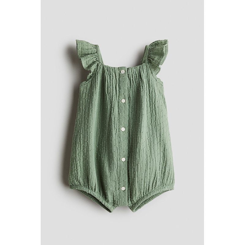 

Детская одежда HM Комбинезоны для малышек 2025 Лето Тонкий Новый тип Детский Комбинезон без рукавов с квадратным вырезом и рукавами-рюшами 1206744 Green 73/48((6-9m))