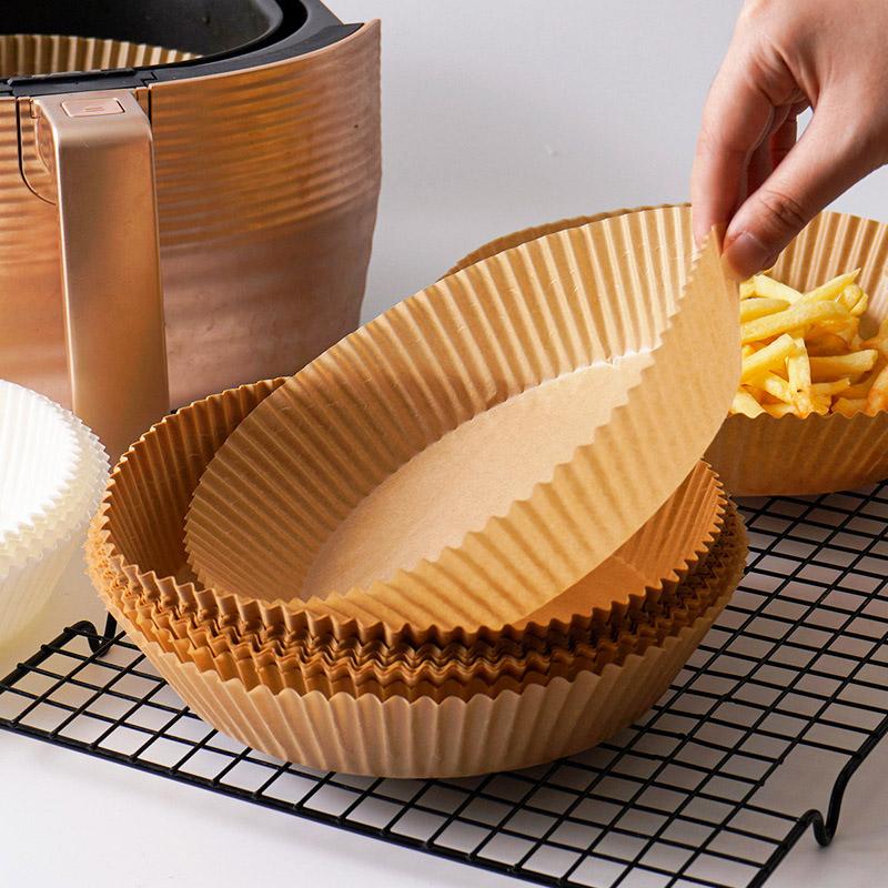 Air Fryer Papper Engångs Kök Bakning Airfryer Mat Non-stick Airfryer Bakpapper Runda Fyrkantiga Air-Fryer Pappersinsatser