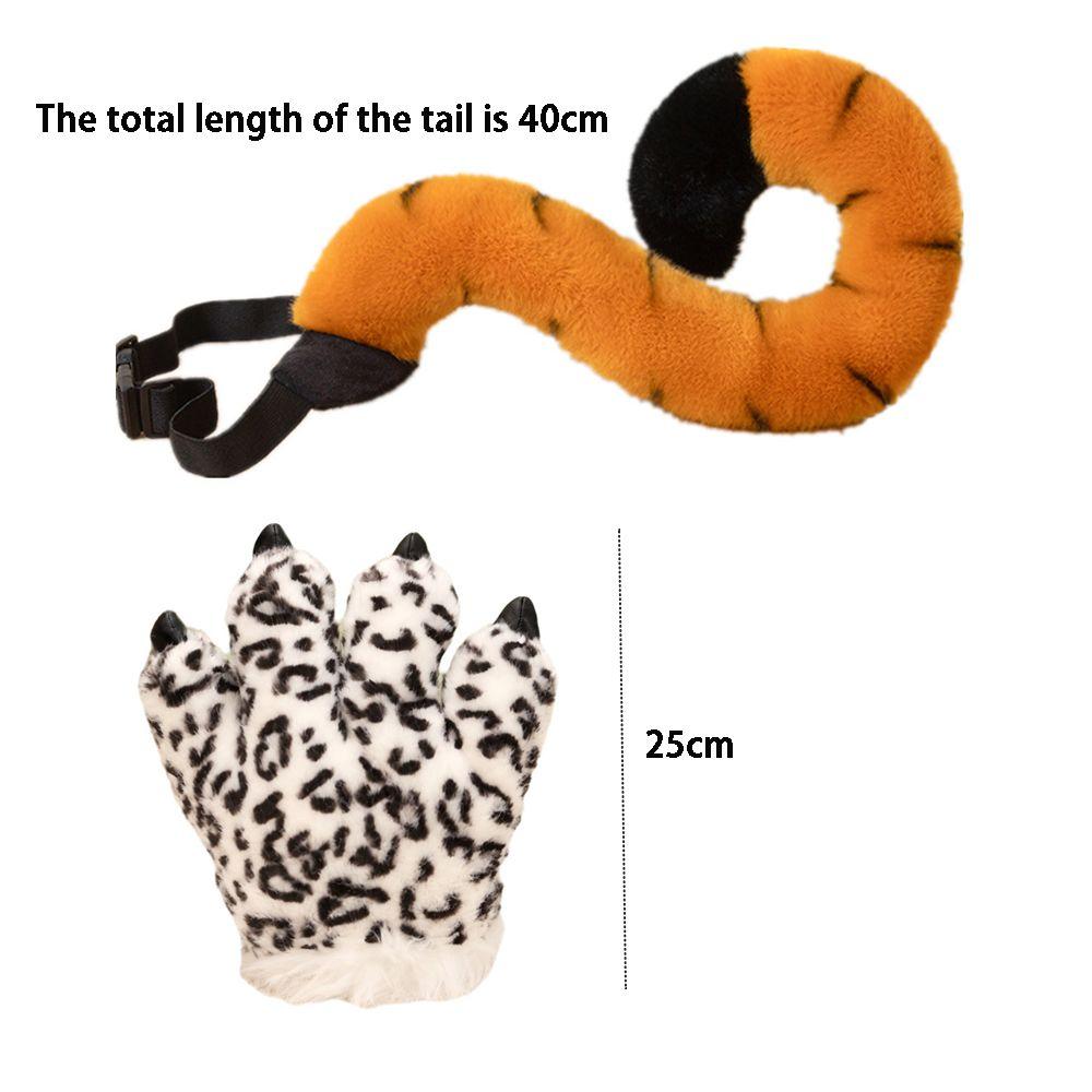 Fluffy Simulated Tiger Tail Soft Padded Hand Warmers Charm Animal Stuffed Toys For Halloween