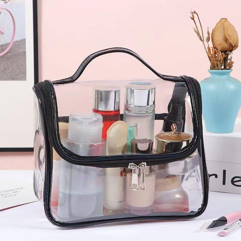 

Travel Waterproof Transparent Cosmetic Bag Pvc Toiletry Bag Multifunctional Large Capacity Mountaineering Bag Christmas Gifts чорний