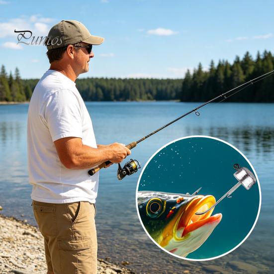 Compact Fishing Supplies 50Pcs Metal Hooks Set, 3.5/5/7/10/14g Jig Head Hook, Heavy High Strength Duty Fish Hook with Barbs for Freshwater Saltwater