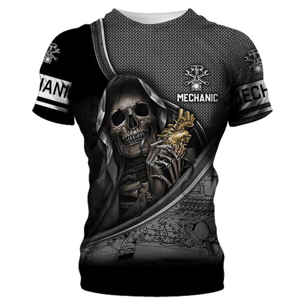Vintage Shirt for Men Mechanical Tools 3D Print T-Shirts Short Sleeve Jersey Casual Tops Oversized Fashion Breathable Clothing