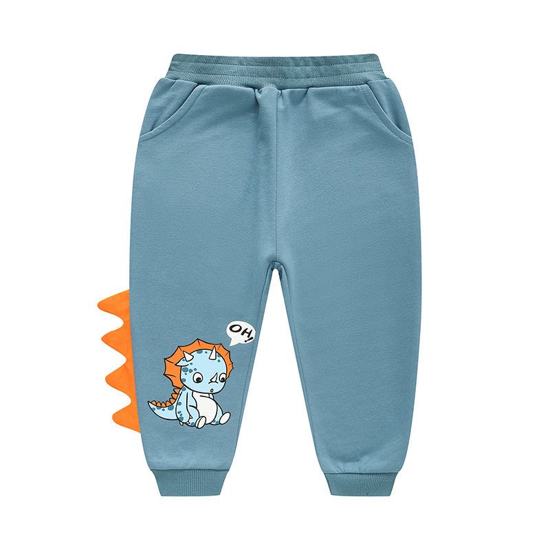 Children's Jogger Pants Spring and Autumn Boys' Pants 3D Dinosaur Cartoon Long Pants Boys' Pure Cotton Sweatpants Children's Clothing