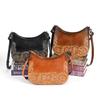 Johnature Retro Embossed Shoulder Bags Genuine Leather Women's Bag Versatile Cowhide Handmade Handbag