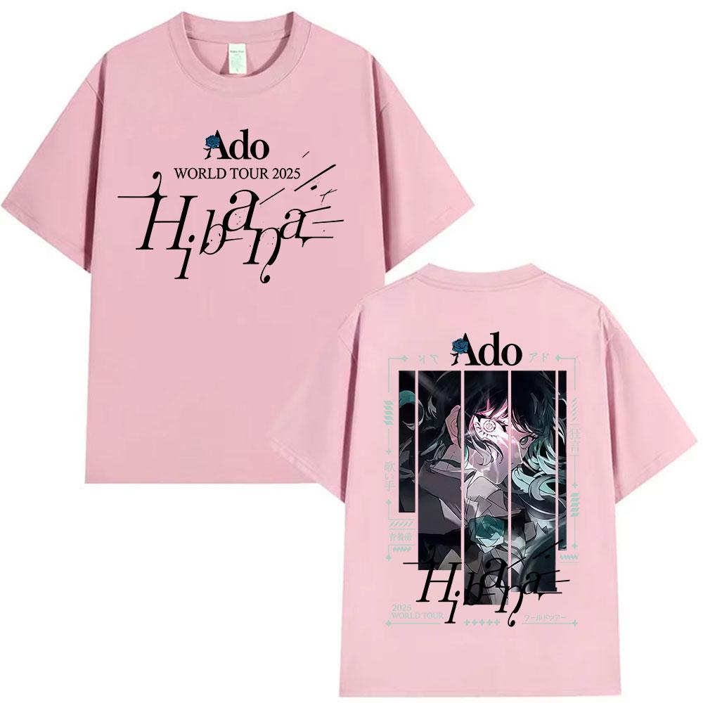 Springsummer Japanese Ado Hibana WORLD TOUR New TShirts Men Women Clothing Gothic Fashion Short Sleeve Pure Cotton Printed Top