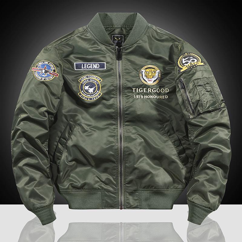 Men's MA1 Air Force Flight Jacket: Spring/Autumn Baseball Collar Workwear Coat