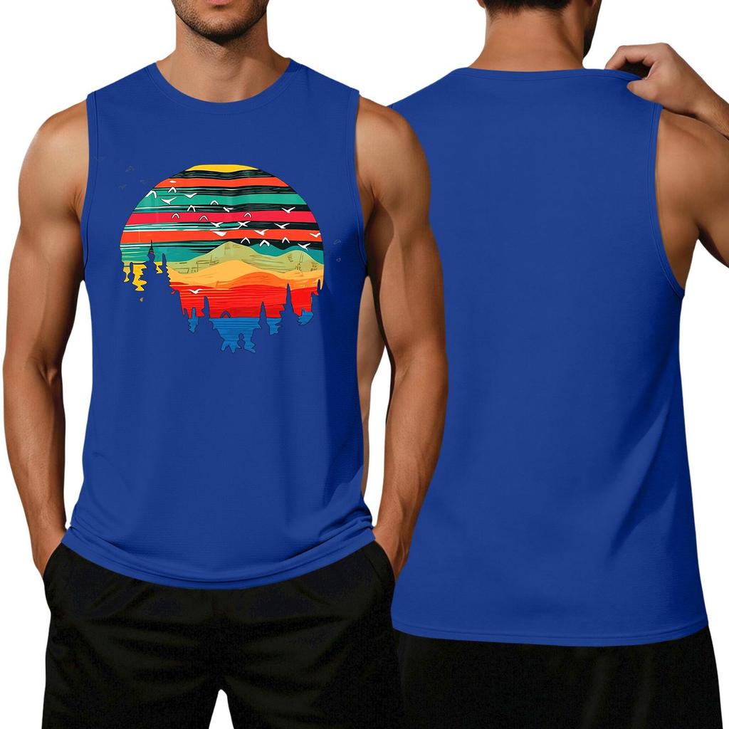 Men's Loose Casual Hawaiian Print Sleeveless Top