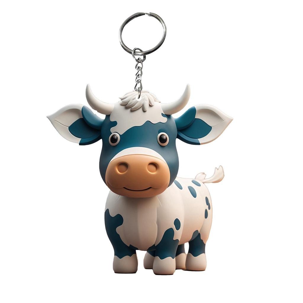 Cow Keychain Cartoon Acrylic Car Keyring Bull Backpacks Pendant Gifts Novelty