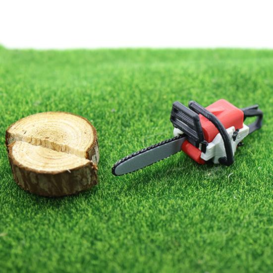 Miniature Chainsaw 1/12 Scale Realistic PLA Model Dollhouse Furniture Imaginative Play Hobbyist Dollhouse Accessory