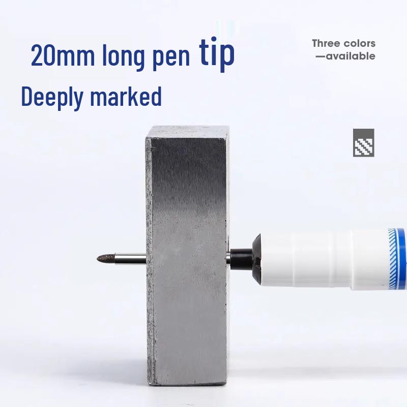 20mm Deep Hole Long Head Waterproof Oil-Based Pen for Woodworking, Tile, Hardware - Quick-Drying Scratch Marker