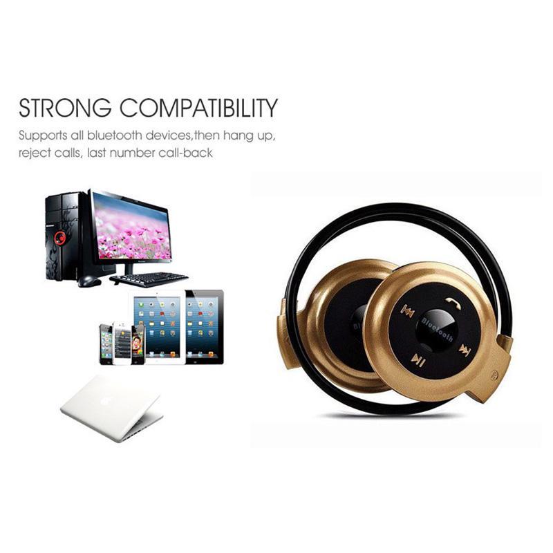 VAORLO Suport căști sport fără fir TF Card Conectare mod FM Căști cu microfon HD Căști pentru toate telefoanele inteligente