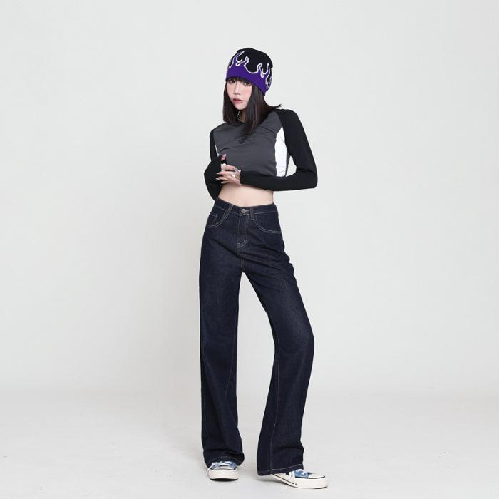 

Не выцветает, мягкие, с высокой талией, утягивающие широкие штанины, гладкие и бархатные джинсы для женщин на осень и зиму 2XL