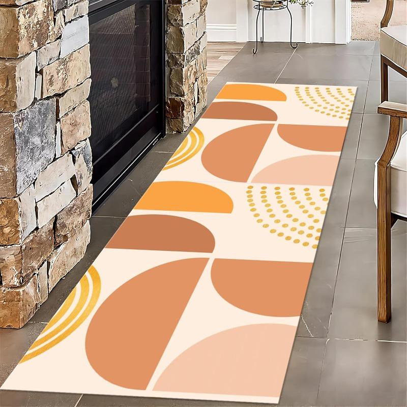 Black White Geometric Runner Rug Line Pattern Interlaced Design Hallway Carpet Modern Trendy Non-Slip Long Floor Mat for Bedroom