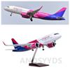Large Airplane Model WIZZ Airlines Airbus 320 Plane Model 1:80 Scale 47cm Diecast Airplanes with LED Light for Collection or Gif
