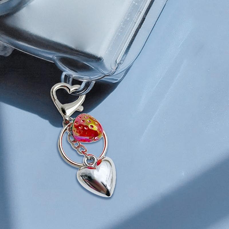 Strawberry/Tomato Heart Key Pendant Stylish Keyring Backpacks and Purses Charm Accessory Fashionable Keychain Ornament