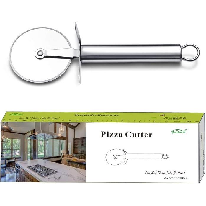 Berglander Pizza Wheel, Gold Titanium Plating Stainless Steel Pizza Cutter, Super Sharp Pizza Slicer With Titanium Gold Plating, Pastry Cutter, Easy 1. Silver