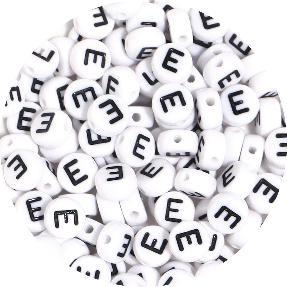 100Pcs 7mm Black White Acrylic Alphabet Beads Flat Round Loose Spacer Letter Beads For DIY Craft Bracelet Supplies Wholesale