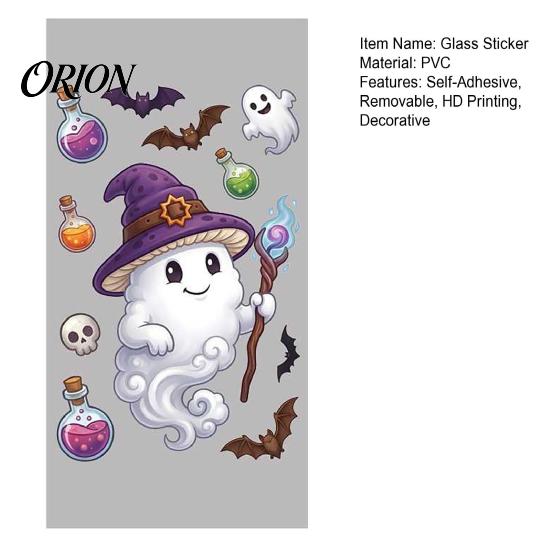 Home Window Ornaments Halloween Cartoon Cling Stickers, Ghost Pumpkin Candy Glass Decals, Self-Adhesive Removable Party Venue Backgrounds Art