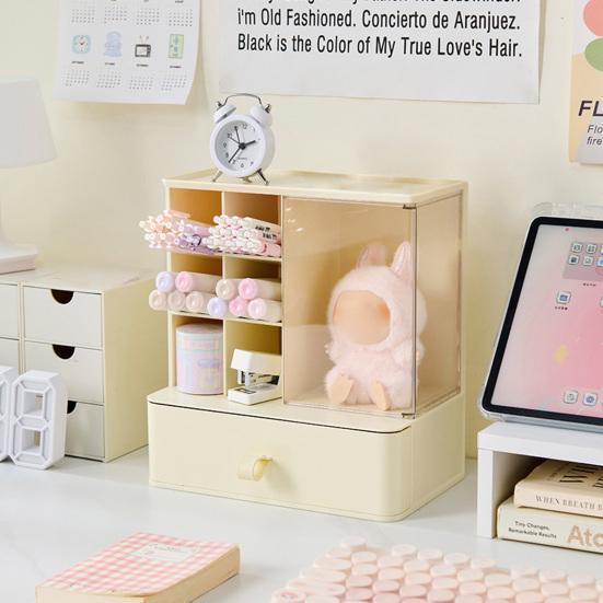 Storage Box Large Capacity Desktop Organizer with Divided Grid Design Container for Student Supplies Stationery Cosmetics