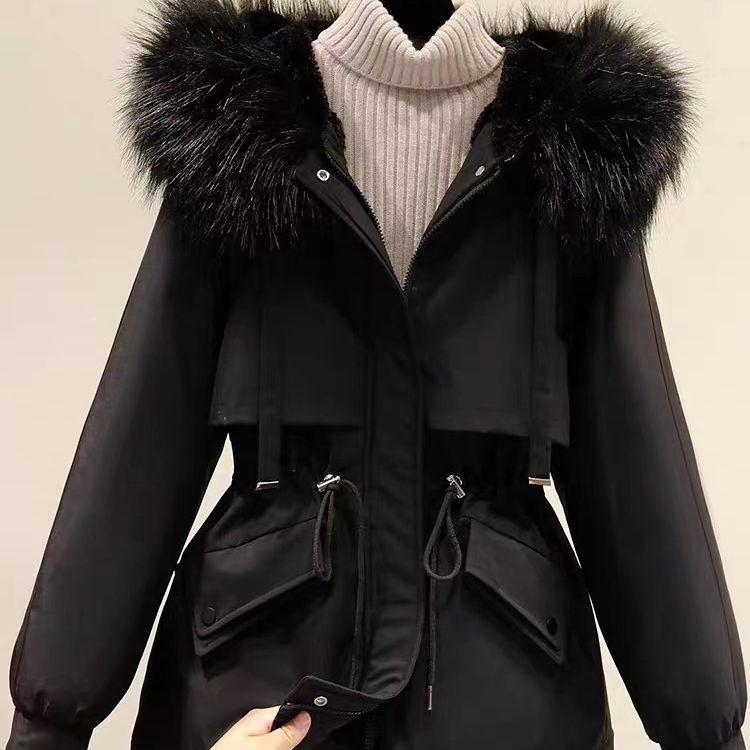 Fleece and Thicker Pie Overcome Women's Short Loose Large Size Down Cotton-padded Jacket Autumn and Winter Hooded Casual Cotton-padded Jacket