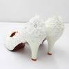 Scarpe da Sposa con Tacco Alto e Punta Tonda in Pizzo Bianco per Donna, Taglia Grande, BH2111
