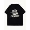 Black T Shirt With Espresso Coffee Cup Graphic And Text For Casual Wear