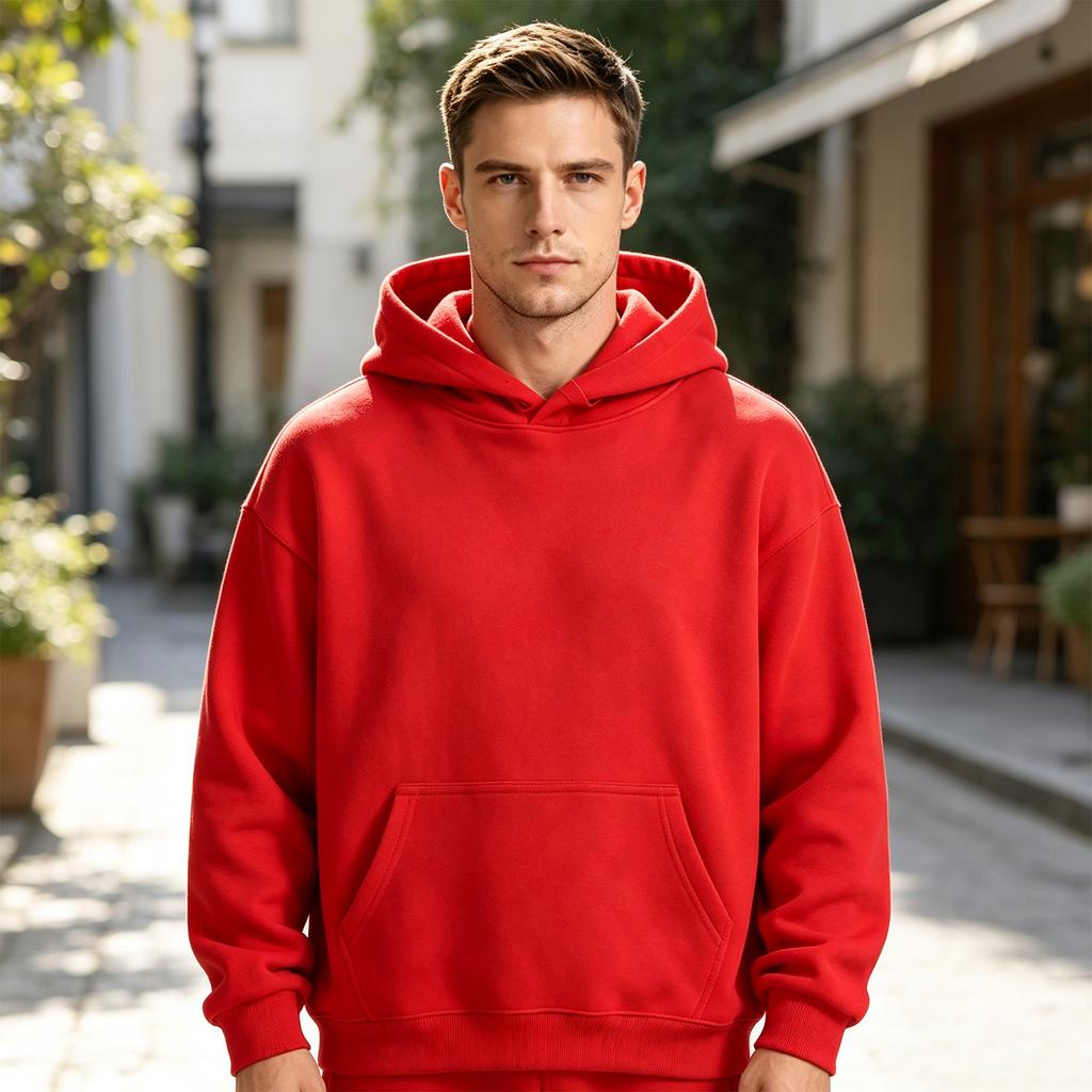 Men's Color Lined Hoodie Long Sleeve Winter Pullover Sweatshirt
