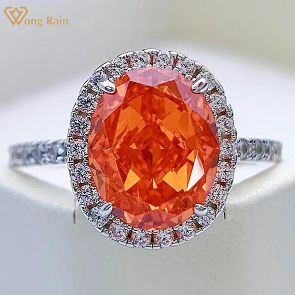 

Wong Rain, 100% стерлинговое серебро 925 пробы, овальная огранка, AAAAA, цирконы, драгоценный камень для помолвки, вечерние, винтажное женское кольцо, ювелирные изделия, подарки US 5 красный