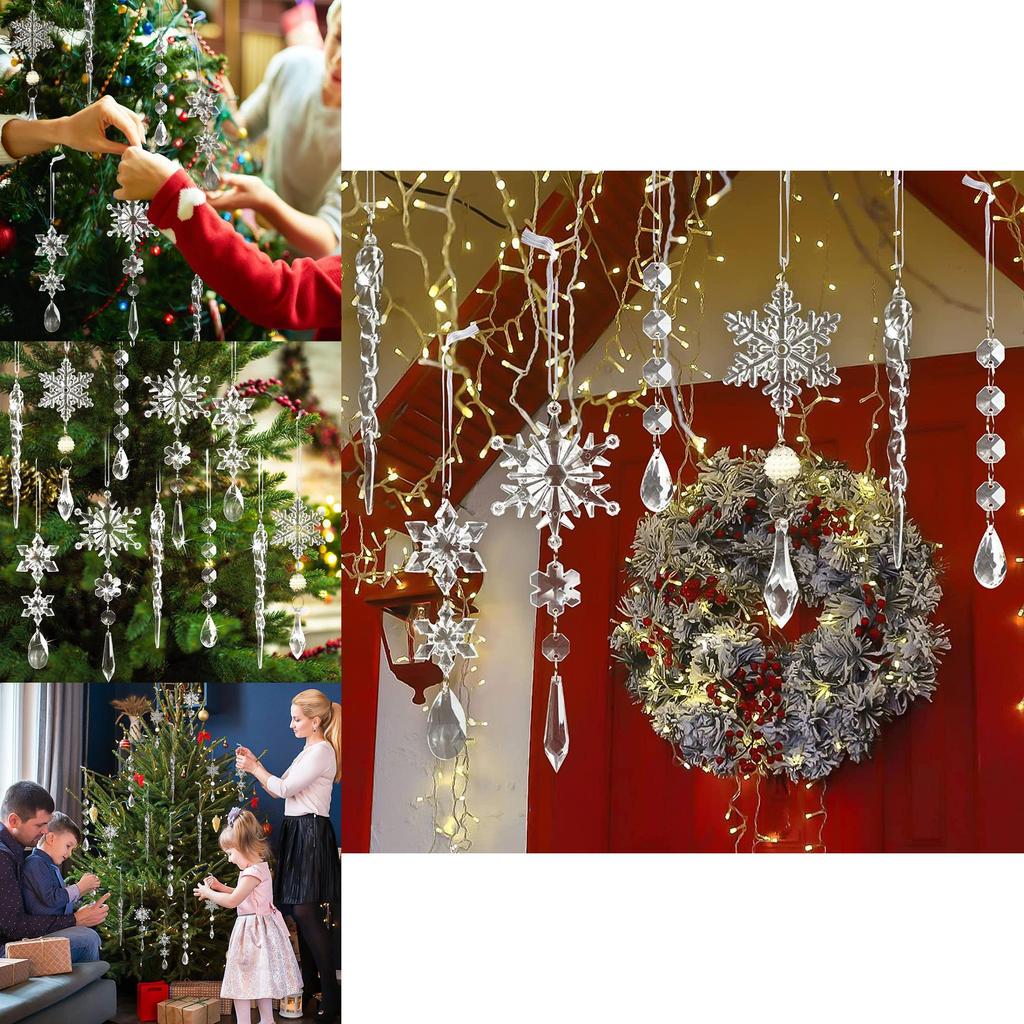 Elegant 10 Piece Christmas Tree Decoration Set With Acrylic Pearl Ornaments And Snowflakes