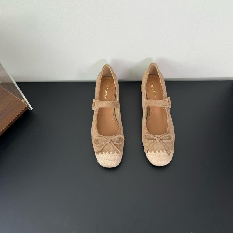 

French retro color matching thick heel heightening Mary Jane shoes women s spring and autumn low heel one-word buckle with bow single shoes women 40 хаки