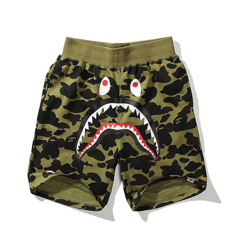 Pantaloncini Casual Bape Shark Camo da Uomo Estivi da Spiaggia Board Shorts a 5 Tasche Pantaloncini da Campo Streetwear