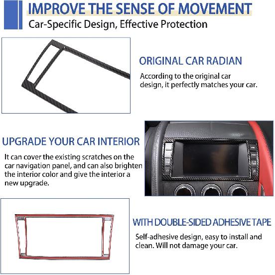Daeiclru Car Navigation Screen Frame Trim Cover Fit for Jaguar F-Type 2013-2018, Central Navigation Adjustment Button Panel Cover, Center Display