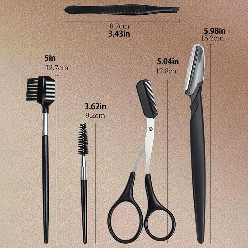 5 black facial eyebrow trimming tools, specialized eyebrow trimming scissors set