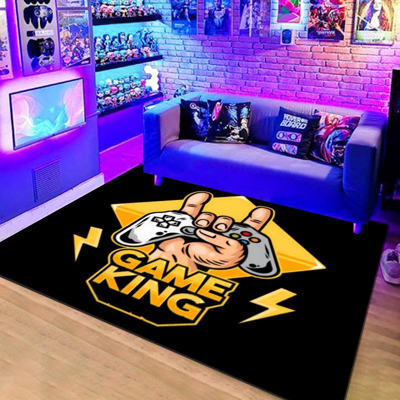 Cyberpunk Gamepad Area Rug Neon Birthday Level Up Carpet For Gamer Gaming Room Decor Cool Play Floor Mat Non-Slip Large Rugs