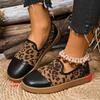 Women's Leopard Print Slip-On Fashion Round Toe Flat Low-Top Sneakers
